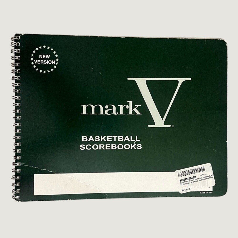 Basketball Scorebook Spiral Bound 30 Games 15 Player Positions New Mark V
